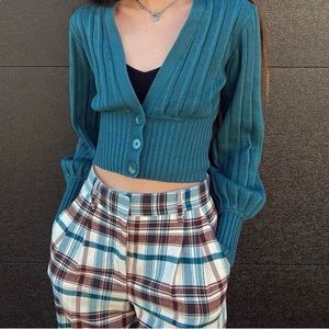 VGUC Aritzia Wilfred Plunge Cardigan Womens Medium in Teal